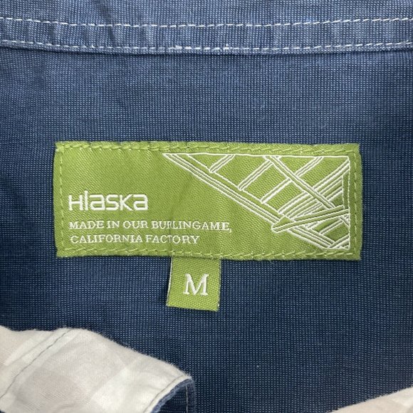 Hlaska Men’s Button Up  Cotton LS Shirt Checks Medium M Made in USA Cali Rare - Picture 2 of 8